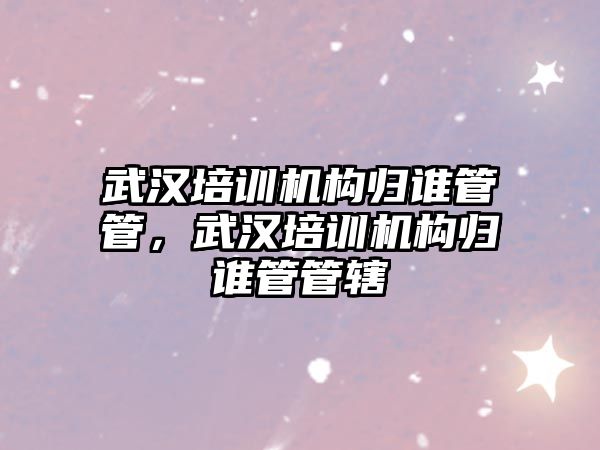 武漢培訓機構歸誰管管，武漢培訓機構歸誰管管轄