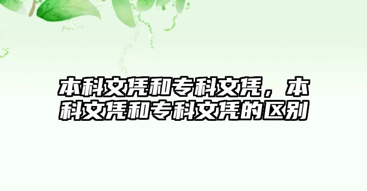 本科文憑和專科文憑，本科文憑和?？莆膽{的區(qū)別