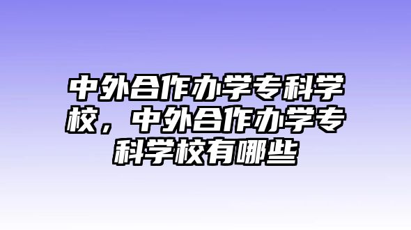 中外合作辦學(xué)專科學(xué)校，中外合作辦學(xué)專科學(xué)校有哪些