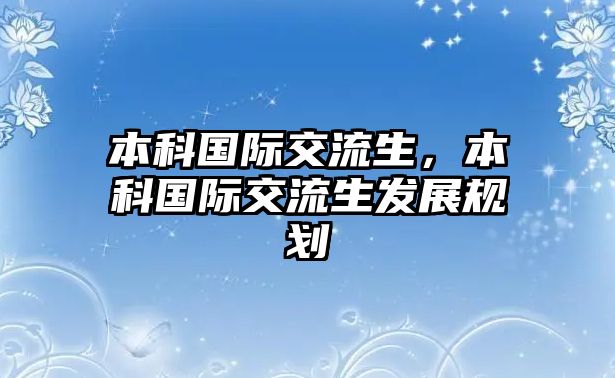 本科國際交流生，本科國際交流生發(fā)展規(guī)劃