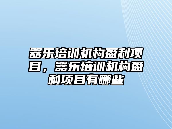 器樂培訓(xùn)機構(gòu)盈利項目，器樂培訓(xùn)機構(gòu)盈利項目有哪些