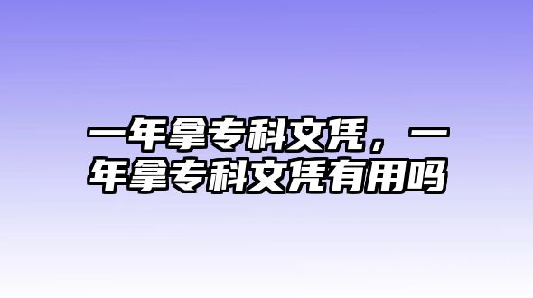 一年拿專科文憑，一年拿專科文憑有用嗎