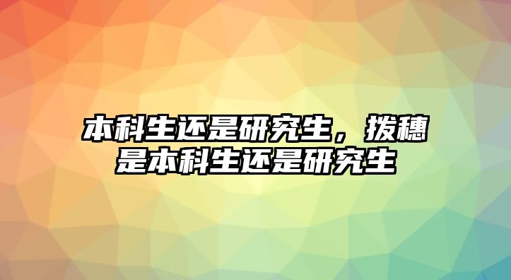 本科生還是研究生，撥穗是本科生還是研究生