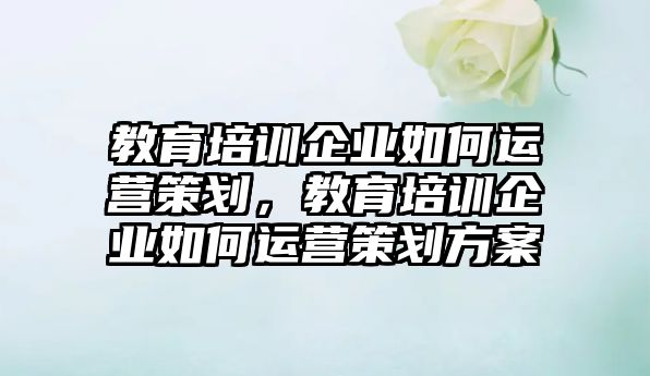 教育培訓(xùn)企業(yè)如何運(yùn)營策劃，教育培訓(xùn)企業(yè)如何運(yùn)營策劃方案