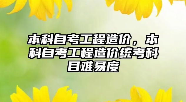 本科自考工程造價，本科自考工程造價統(tǒng)考科目難易度