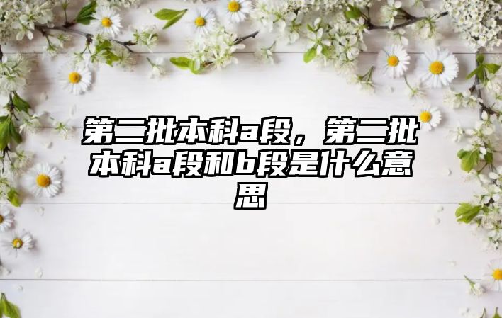 第二批本科a段，第二批本科a段和b段是什么意思