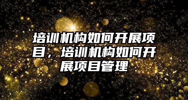 培訓(xùn)機構(gòu)如何開展項目，培訓(xùn)機構(gòu)如何開展項目管理