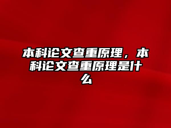 本科論文查重原理，本科論文查重原理是什么