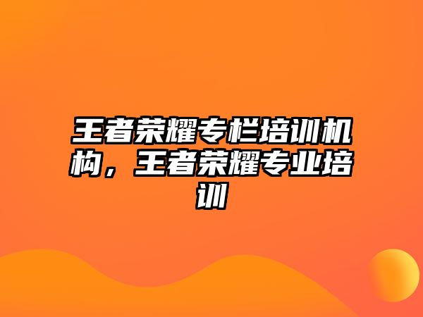 王者榮耀專欄培訓(xùn)機(jī)構(gòu)，王者榮耀專業(yè)培訓(xùn)