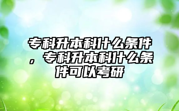 專科升本科什么條件，專科升本科什么條件可以考研