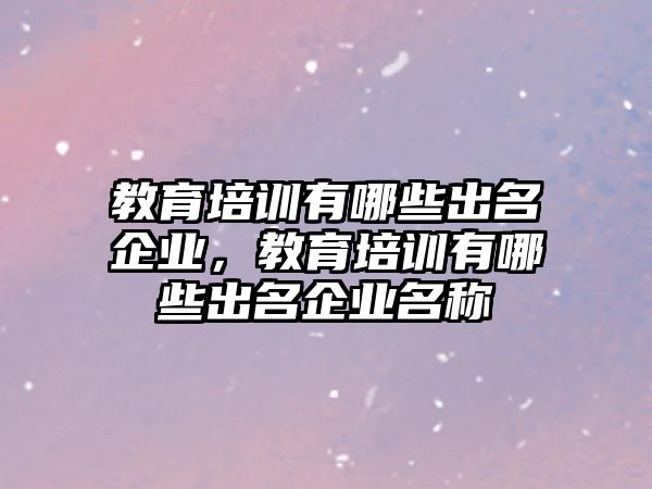 教育培訓(xùn)有哪些出名企業(yè)，教育培訓(xùn)有哪些出名企業(yè)名稱