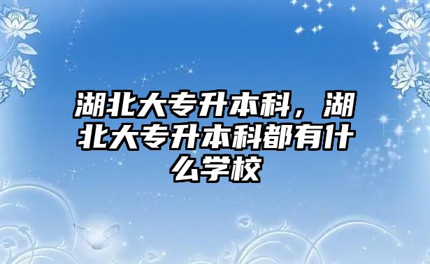 湖北大專升本科，湖北大專升本科都有什么學校