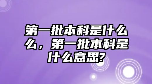 第一批本科是什么么，第一批本科是什么意思?