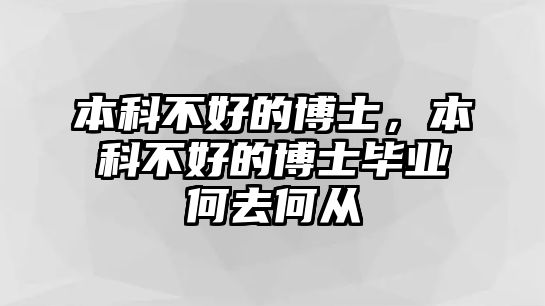 本科不好的博士，本科不好的博士畢業(yè)何去何從