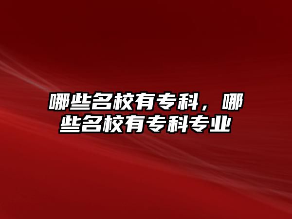 哪些名校有專科，哪些名校有專科專業(yè)