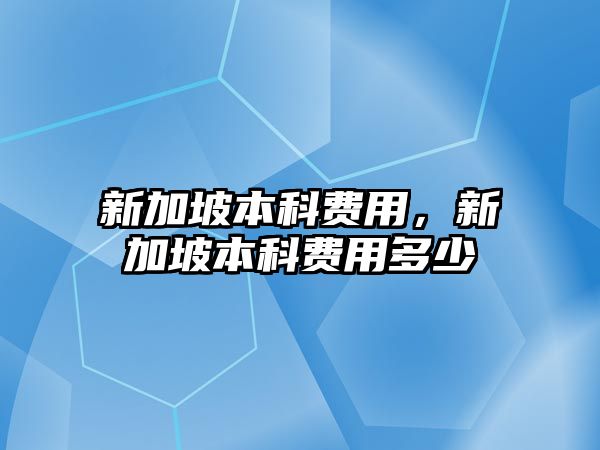 新加坡本科費(fèi)用，新加坡本科費(fèi)用多少