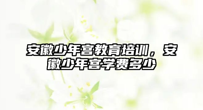 安徽少年宮教育培訓，安徽少年宮學費多少