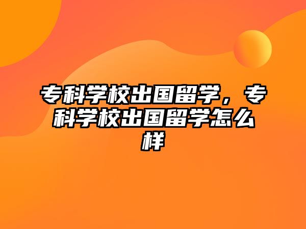 專科學(xué)校出國留學(xué)，專科學(xué)校出國留學(xué)怎么樣