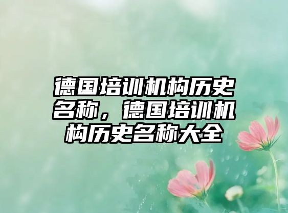 德國培訓(xùn)機構(gòu)歷史名稱，德國培訓(xùn)機構(gòu)歷史名稱大全