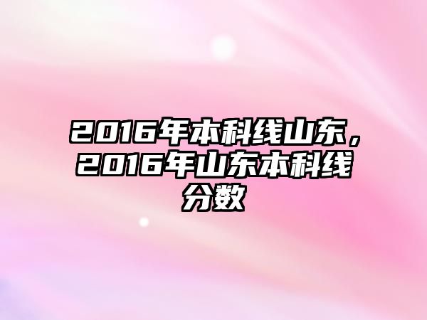 2016年本科線山東，2016年山東本科線分?jǐn)?shù)